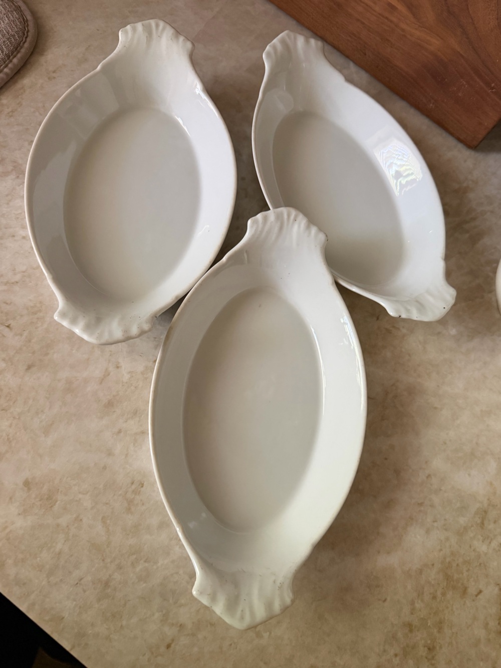 Apilco French small #9 oval au gratin bakers set of 3
